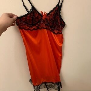 S M Red and Black Valentines Day Lingerie Garter Babydoll, NWOT